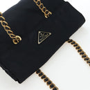 PRADA Chain Shoulder Bag Nylon Black Gold Auth 199857V-6