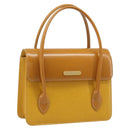 Burberrys Hand Bag Leather Yellow Gold Tone Auth 199859A-1
