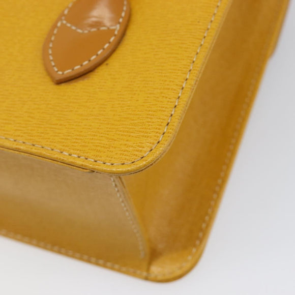 Burberrys Hand Bag Leather Yellow Gold Tone Auth 199859A