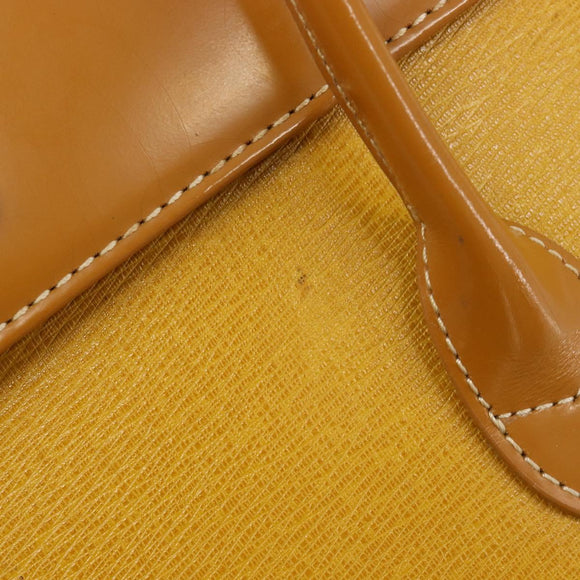 Burberrys Hand Bag Leather Yellow Gold Tone Auth 199859A
