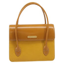 Burberrys Hand Bag Leather Yellow Gold Tone Auth 199859A-13