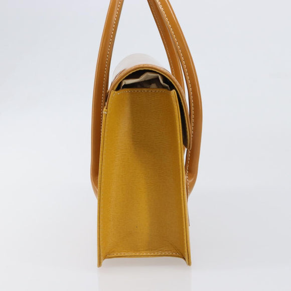 Burberrys Hand Bag Leather Yellow Gold Tone Auth 199859A
