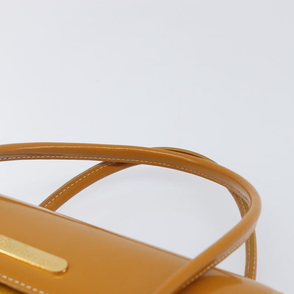 Burberrys Hand Bag Leather Yellow Gold Tone Auth 199859A