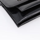 GUCCI Horsebit Shoulder Bag Patent leather Black Silver Auth 199860-15