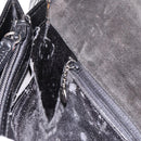 GUCCI Horsebit Shoulder Bag Patent leather Black Silver Auth 199860-22