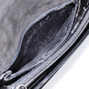 GUCCI Horsebit Shoulder Bag Patent leather Black Silver Auth 199860-10