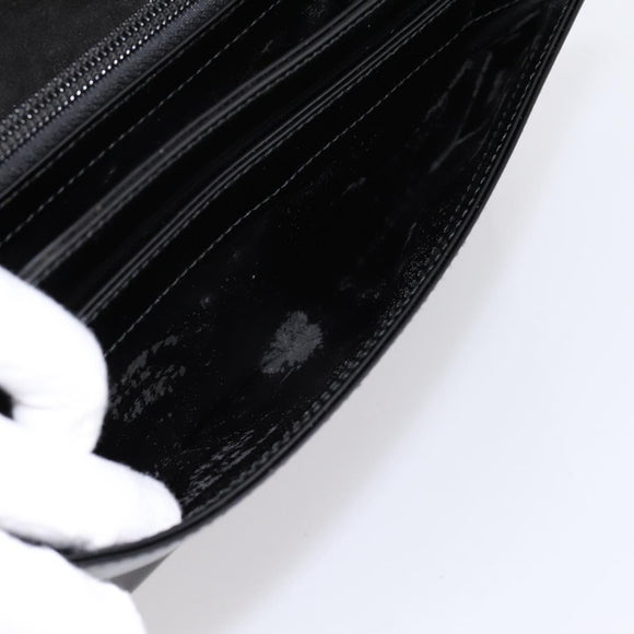GUCCI Horsebit Shoulder Bag Patent leather Black Silver Auth 199860