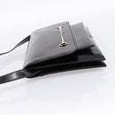 GUCCI Horsebit Shoulder Bag Patent leather Black Silver Auth 199860-3
