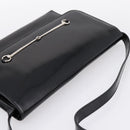 GUCCI Horsebit Shoulder Bag Patent leather Black Silver Auth 199860-6