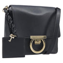 Salvatore Ferragamo Shoulder Bag Leather Black Gold Auth 199863A-1