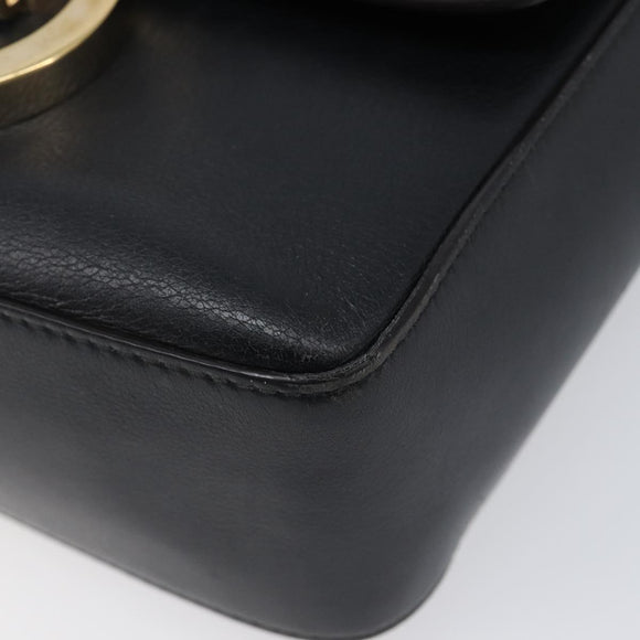 Salvatore Ferragamo Shoulder Bag Leather Black Gold Auth 199863A