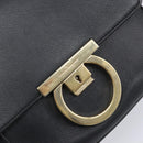 Salvatore Ferragamo Shoulder Bag Leather Black Gold Auth 199863A-17