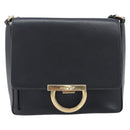 Salvatore Ferragamo Shoulder Bag Leather Black Gold Auth 199863A-2
