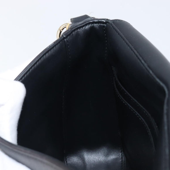 Salvatore Ferragamo Shoulder Bag Leather Black Gold Auth 199863A