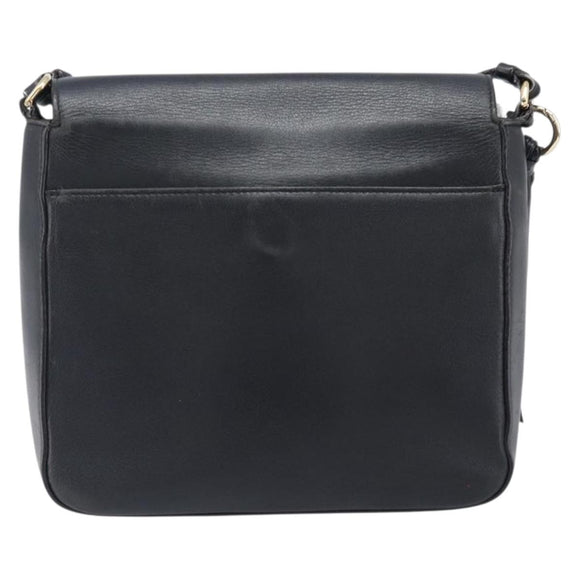 Salvatore Ferragamo Shoulder Bag Leather Black Gold Auth 199863A