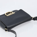 Salvatore Ferragamo Shoulder Bag Leather Black Gold Auth 199863A-6