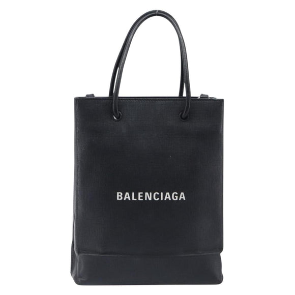 BALENCIAGA Shopping Tote Bag XXS Leather 2way Black Silver 568817 Auth 199871A