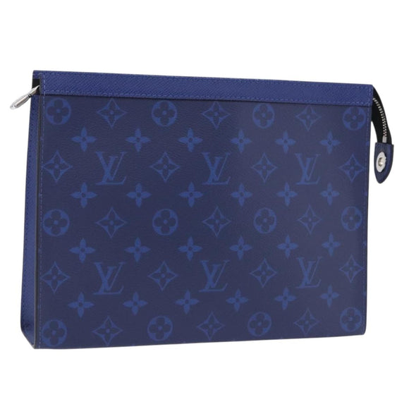 LOUIS VUITTON Tiger Lama Pochette Voyager MM Bag Cobalt Blue M30423 Auth 199872M