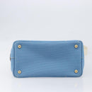 LOUIS VUITTON Canapa PM Hand Bag Canvas 2way Light Blue Gold LV Auth 199874V-5