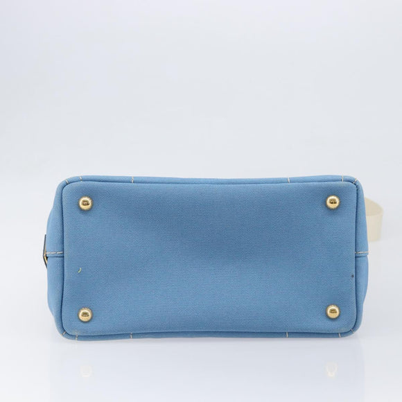 LOUIS VUITTON Canapa PM Hand Bag Canvas 2way Light Blue Gold LV Auth 199874V