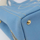 LOUIS VUITTON Canapa PM Hand Bag Canvas 2way Light Blue Gold LV Auth 199874V-16