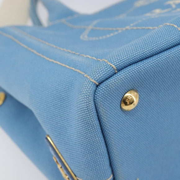 LOUIS VUITTON Canapa PM Hand Bag Canvas 2way Light Blue Gold LV Auth 199874V