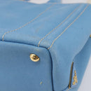 LOUIS VUITTON Canapa PM Hand Bag Canvas 2way Light Blue Gold LV Auth 199874V-17