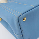 LOUIS VUITTON Canapa PM Hand Bag Canvas 2way Light Blue Gold LV Auth 199874V-18