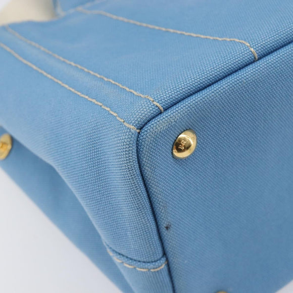 LOUIS VUITTON Canapa PM Hand Bag Canvas 2way Light Blue Gold LV Auth 199874V
