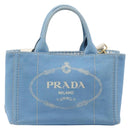 LOUIS VUITTON Canapa PM Hand Bag Canvas 2way Light Blue Gold LV Auth 199874V-13