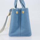 LOUIS VUITTON Canapa PM Hand Bag Canvas 2way Light Blue Gold LV Auth 199874V-3