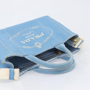 LOUIS VUITTON Canapa PM Hand Bag Canvas 2way Light Blue Gold LV Auth 199874V-6