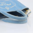 LOUIS VUITTON Canapa PM Hand Bag Canvas 2way Light Blue Gold LV Auth 199874V-7