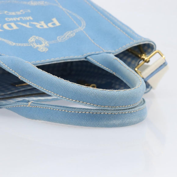 LOUIS VUITTON Canapa PM Hand Bag Canvas 2way Light Blue Gold LV Auth 199874V