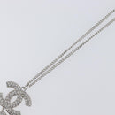 CHANEL Rhinestone Necklace metal Silver CC Auth 199879M-12