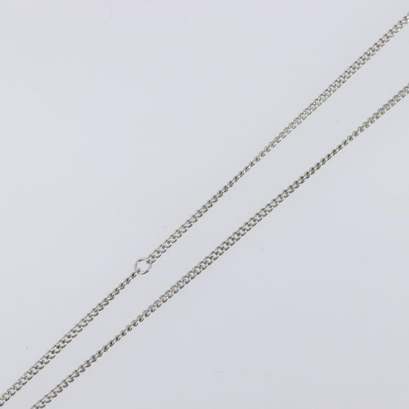 CHANEL Rhinestone Necklace metal Silver CC Auth 199879M
