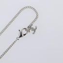 CHANEL Rhinestone Necklace metal Silver CC Auth 199879M-17