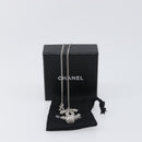 CHANEL Rhinestone Necklace metal Silver CC Auth 199879M-18
