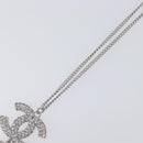 CHANEL Rhinestone Necklace metal Silver CC Auth 199879M-4