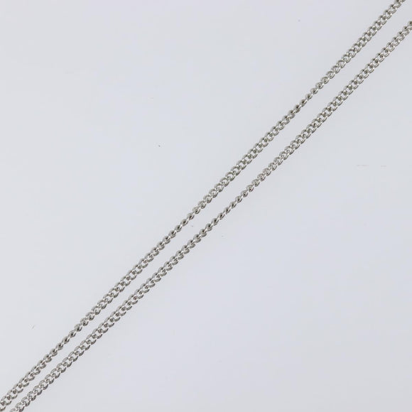 CHANEL Rhinestone Necklace metal Silver CC Auth 199879M