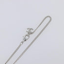 CHANEL Rhinestone Necklace metal Silver CC Auth 199879M-8