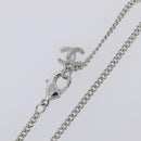 CHANEL Rhinestone Necklace metal Silver CC Auth 199879M-9