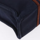 HERMES Fourre Tout PM Hand Bag cotton Navy Silver Auth 199880-15