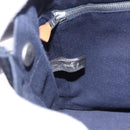 HERMES Fourre Tout PM Hand Bag cotton Navy Silver Auth 199880-17