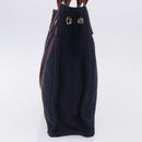 HERMES Fourre Tout PM Hand Bag cotton Navy Silver Auth 199880-4