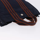 HERMES Fourre Tout PM Hand Bag cotton Navy Silver Auth 199880-6