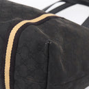 GUCCI GG Canvas Sherry Line Tote Bag Black Gold 139260 Auth 199881-14