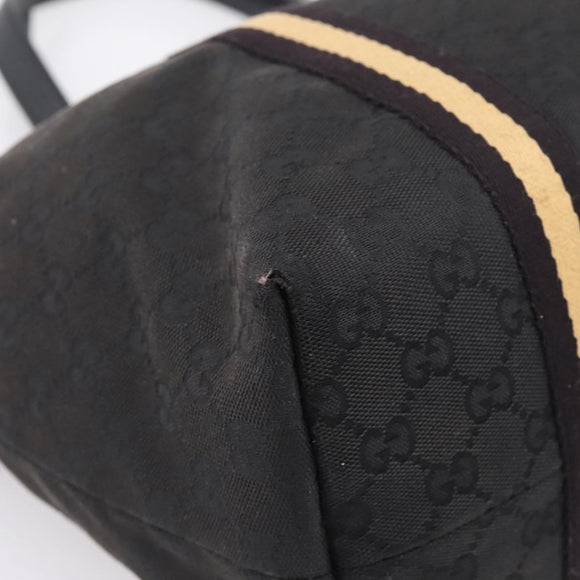 GUCCI GG Canvas Sherry Line Tote Bag Black Gold 139260 Auth 199881
