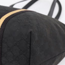 GUCCI GG Canvas Sherry Line Tote Bag Black Gold 139260 Auth 199881-16
