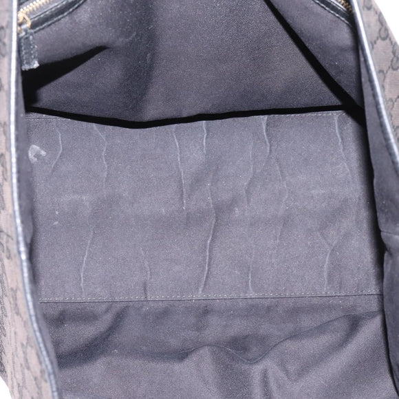 GUCCI GG Canvas Sherry Line Tote Bag Black Gold 139260 Auth 199881